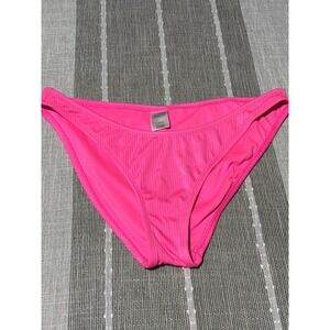 Wild Fable Hot Pink Ribbed Bikini Bottoms Women Large Neon‎ Low Rise Swimwear